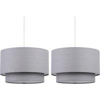 First Choice Lighting Pair of Dark Grey 2 Tier Ceiling Light Shades