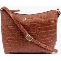 'CAROL' Embossed Croc Real Leather Designer Crossbody Shoulder Bag