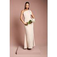 Coast Women's Honoured Bow One Shoulder Maxi Bridesmaid Dress in Champagne | Size: 16