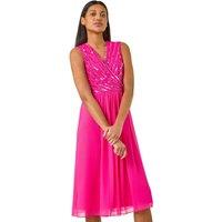 Bead Embellished V-Neck Dress