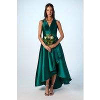 Coast Women's Honoured Petite Sleeveless Plunge Waterfall Twill Maxi Bridesmaid Dress in Emerald | Size: 6