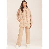 Gini London Women's Stone Box Cut Faux Fur Gilet Jacket | Size: Large/XL