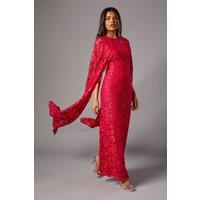 Coast Women's Petite Lace Cape Gown in Raspberry | Size: 8