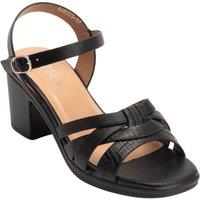 IVACHY Women's Block Heel Sandals Comfortable Mid Heel Strappy Summer Shoes with Ankle Buckle in Black | Size: 5