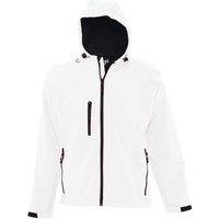 SOL'S Men's Replay Hooded Soft Shell Jacket (Breathable, Windproof & Water Resistant) in White | Size: 2XL