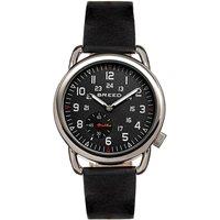 Breed Men's Regulator Leather-Band Watch with Second Sub-dial in Black