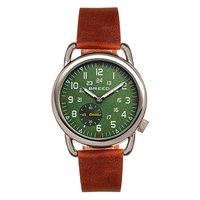 Breed Men's Regulator Leather-Band Watch with Second Sub-dial in Green
