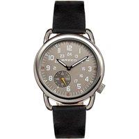 Breed Men's Regulator Leather-Band Watch with Second Sub-dial in Dark Grey