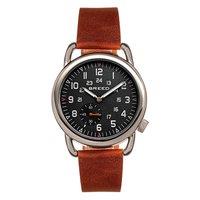 Breed Men's Regulator Leather-Band Watch with Second Sub-dial in Brown
