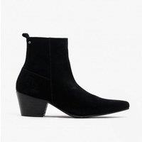 Club Cubano Men's Lennon Suede Zip Cuban Heel Ankle Boots in Black | Size: 6