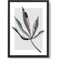 ARTZE Palm Leaf Grey & Pink Boho Botanical Framed Print SIZE: A4 with Black Frame | Size: A2