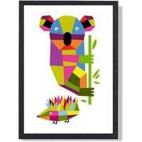 ARTZE Koala Bright Geometric Animal Framed Print SIZE: A4 with Black Frame | Size: A2
