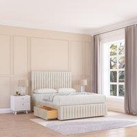 Sloomy Madison Divan Bed Base No Drawers 12 Footboard & 26 Struts Headboard in Cream | Size: Super King