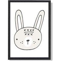 ARTZE Cute Beige Rabbit Scandi Animal Framed Print SIZE: A3 with Black Frame | Size: A2