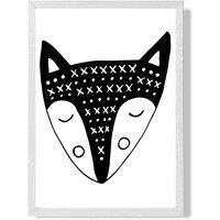 ARTZE Cute Black Fox Scandi Animal Framed Print SIZE: A3 with White Frame | Size: A2