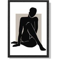 ARTZE Matisse Nude Beige & Black Framed Print SIZE: A4 with Black Frame | Size: A2