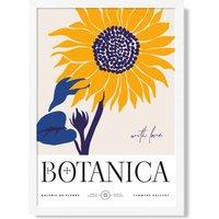 ARTZE Blue & Yellow Sunflower Flower Market Exhibition Framed Print SIZE: A3 with White Frame in Mid Blue | Size: A2