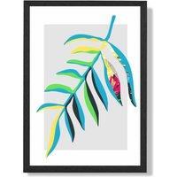 ARTZE Tropical Leaf Blue & Green Abstract Minimalist Framed Print SIZE: A4 with Black Frame in Mid Blue | Size: A2