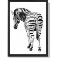 ARTZE Cheeky Zebra Animal Black & White Photo Framed Print SIZE: A3 with Black Frame | Size: A2