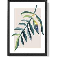 ARTZE Tropical Leaf Teal & Green Mid Century Modern Framed Print SIZE: A3 with Black Frame | Size: A2