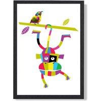 ARTZE Monkey Bright Geometric Animal Framed Print SIZE: A4 with Black Frame | Size: A2