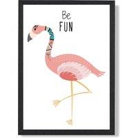 ARTZE Be Fun Flamingo Tribal Animal Quote Framed Print SIZE: A3 with Black Frame in Pink | Size: A2