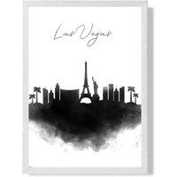 ARTZE Las Vegas Watercolour Skyline City Framed Print SIZE: A2 with White Frame in Black