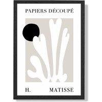 ARTZE Matisse Floral Cutout Beige & Black Framed Print SIZE: A4 with Black Frame | Size: A2