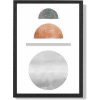 ARTZE Copper & Grey Semi Circles Mid Century Geometric Framed Print SIZE: A4 with Black Frame | Size: A2
