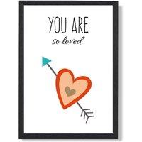 ARTZE You are So Loved Orange Tribal Quote Framed Print SIZE: A3 with Black Frame | Size: A2