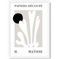 ARTZE Matisse Floral Cutout Beige & Black Framed Print SIZE: A2 with White Frame