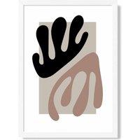 ARTZE Matisse Floral Cutout Beige & Brown Framed Print SIZE: A2 with White Frame