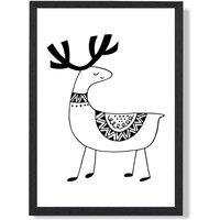 ARTZE Cute Reindeer Scandi Animal Framed Print SIZE: A3 with Black Frame | Size: A2
