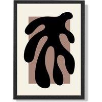 ARTZE Matisse Floral Cutout Cream & Brown Framed Print SIZE: A2 with Black Frame