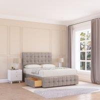 Sloomy Berlin Divan Bed Base No Drawers 12 Footboard & 26 Struts Headboard in Cream | Size: Single