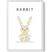 ARTZE Cute Yellow Floral Rabbit Framed Print SIZE: A4 with White Frame | Size: A2