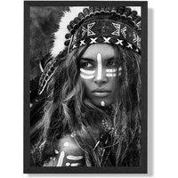 ARTZE Strong Woman Fashion Black & White Photo Framed Print SIZE: A2 with Black Frame