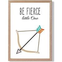 ARTZE Be Fierce Arrow Tribal Quote Framed Print SIZE: A3 with Oak Frame in Bright Blue | Size: A2