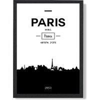 ARTZE Paris Black & White City Skyline Framed Print SIZE: A3 with Black Frame | Size: A2