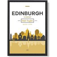 ARTZE Edinburgh Yellow & Black City Skyline Framed Print SIZE: A2 with Black Frame