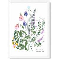 ARTZE Blue & Purple Wild Flowers Flower Market Simplicity Framed Print SIZE: A3 with White Frame in Mid Blue | Size: A2