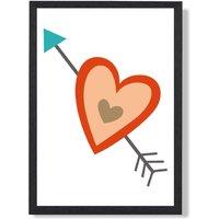 ARTZE Tribal Orange Heart & Arrow Framed Print SIZE: A4 with Black Frame | Size: A2