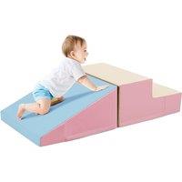Gymax 2Pcs Climb & Crawl Activity Play Set Foam Soft Toy Stairs Ramp Climber in Pink | Size: 2 Pack
