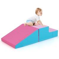 Gymax 2Pcs Climb & Crawl Activity Play Set Foam Soft Toy Stairs Ramp Climber in Rose | Size: 2 Pack