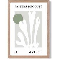 ARTZE Matisse Floral Cutout Sage Green Framed Print SIZE: A4 with Oak Frame in Pale Green | Size: A2