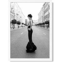 ARTZE Woman n Paris Street Fashion Black & White Photo Framed Print SIZE: A3 with White Frame | Size: A2
