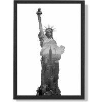 ARTZE Abstract Statue of Liberty New York Black & White Photo Framed Print SIZE: A3 with Black Frame | Size: A2