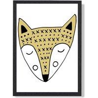 ARTZE Cute Yellow Fox Scandi Animal Framed Print SIZE: A3 with Black Frame | Size: A2