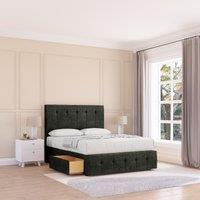 Sloomy Cambridge Divan Bed Base No Drawers 12 Footboard & 26 Struts Headboard in Dark Grey | Size: Double