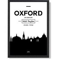 ARTZE Oxford Black & White City Skyline Framed Print SIZE: A4 with Black Frame | Size: A2